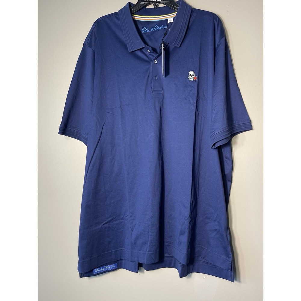 Robert Graham "The Player" Men's classic SS polo shirt Tailored Fit Navy 3XL $98